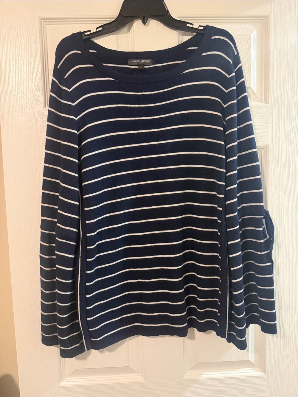 Banana Republic Navy & White Striped Scoop Neck Sweater